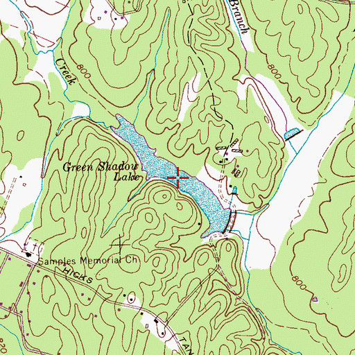 Topographic Map of Green Shadow Lake, TN