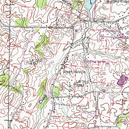 Topographic Map of Green Vale Church, TN