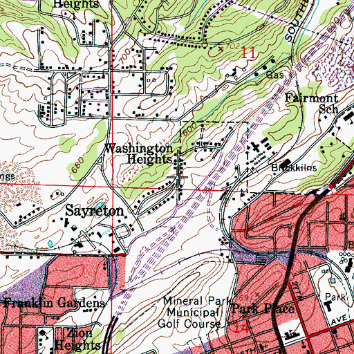 Topographic Map of Washington Heights, AL