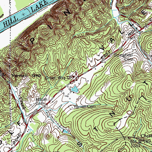 Topographic Map of Green Way Church, TN