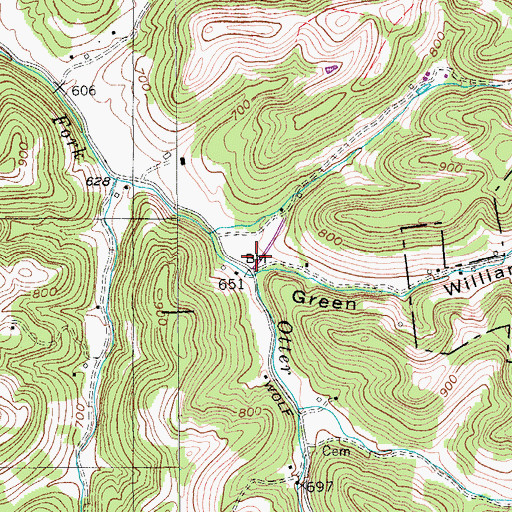 Topographic Map of Green Williams Hollow, TN
