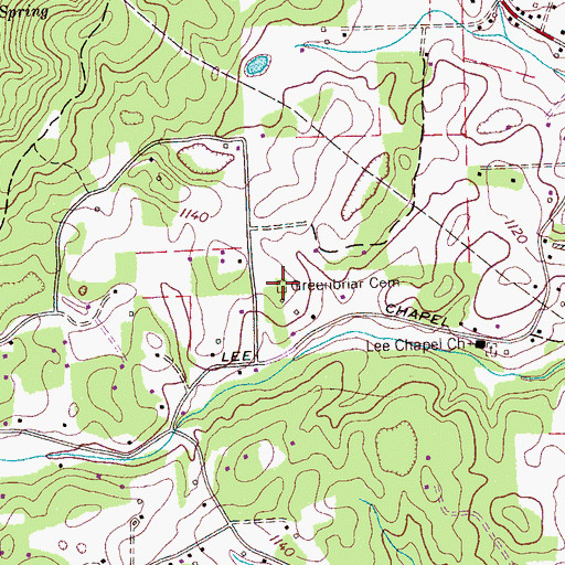 Topographic Map of Greenbriar Cemetery, TN