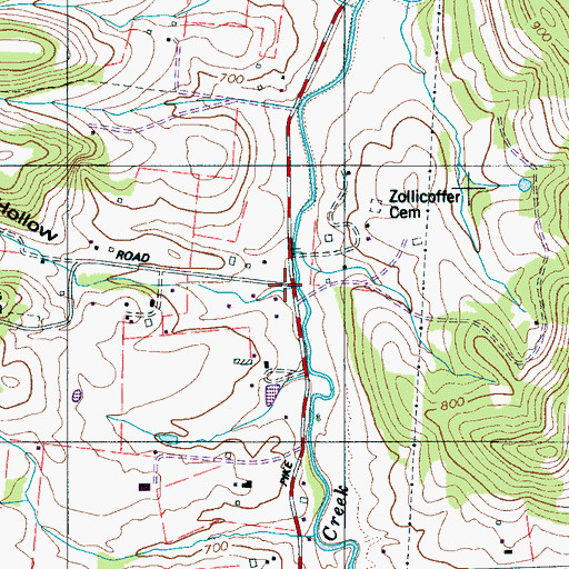 Topographic Map of Greenbriar Hollow, TN