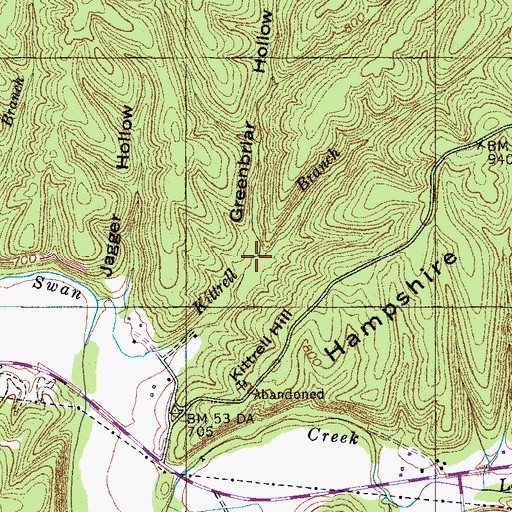 Topographic Map of Greenbriar Hollow, TN