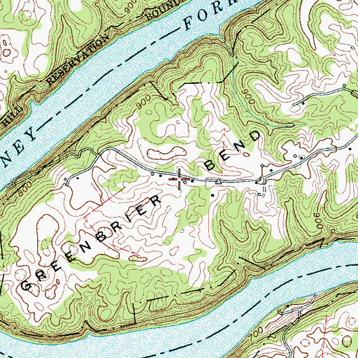 Topographic Map of Greenbrier Bend, TN