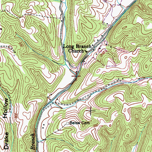 Topographic Map of Greenbrier Branch, TN
