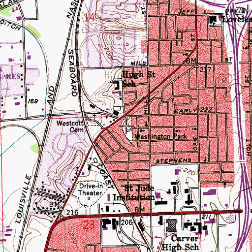 Topographic Map of Washington Park, AL