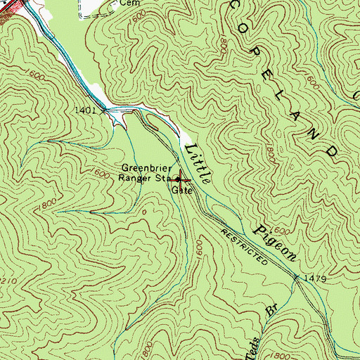 Topographic Map of Greenbrier Ranger Station, TN