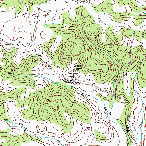 Topographic Map of Greene Cemetery, TN