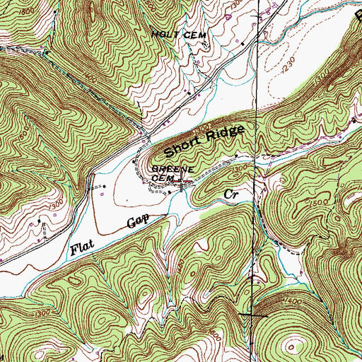 Topographic Map of Greene Cemetery, TN