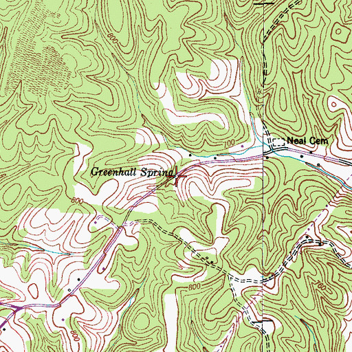 Topographic Map of Greenhall Spring, TN