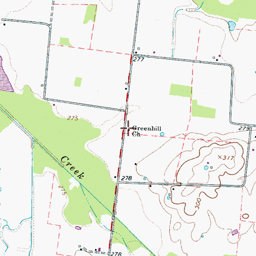Topographic Map of Greenhill Church, TN