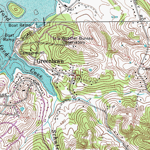 Topographic Map of Greenlawn, TN