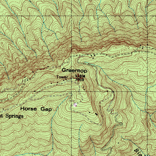 Topographic Map of Green Top, TN