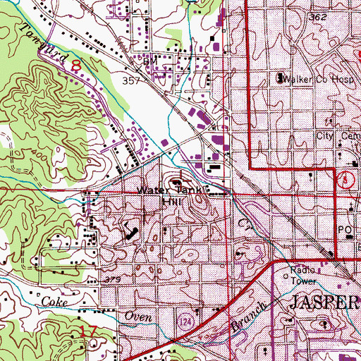 Topographic Map of Water Tank Hill, AL