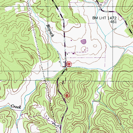Topographic Map of Greenwood Branch, TN