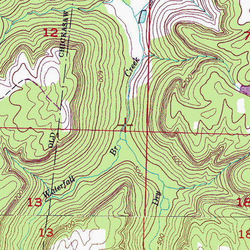 Topographic Map of Waterfall Branch, AL