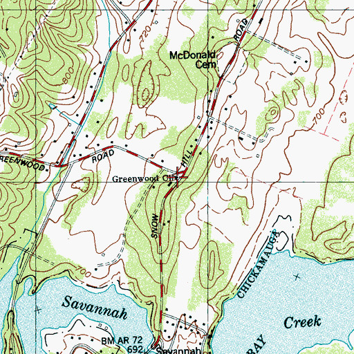 Topographic Map of Greenwood Church, TN