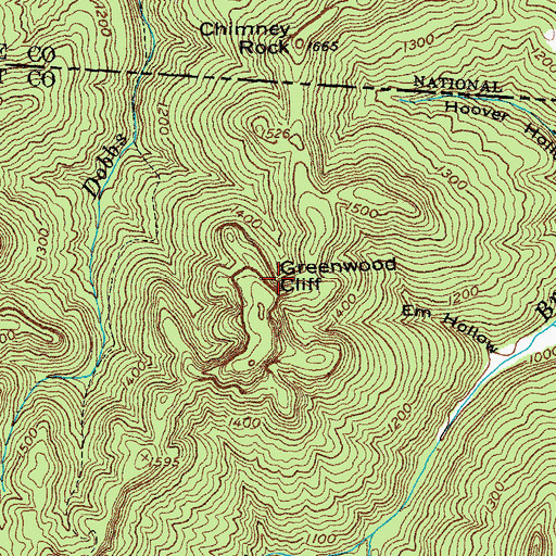 Topographic Map of Greenwood Cliff, TN