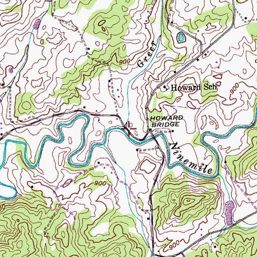 Topographic Map of Greer Branch, TN
