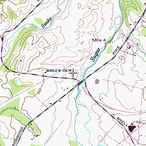Topographic Map of Greer Cemetery, TN