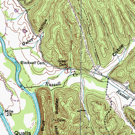 Topographic Map of Greer Cemetery, TN