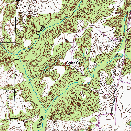 Topographic Map of Greer Cemetery, TN