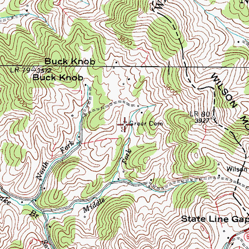 Topographic Map of Greer Cemetery, TN