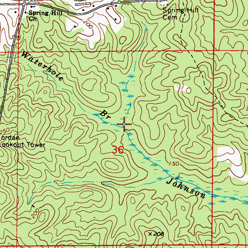 Topographic Map of Waterhole Branch, AL