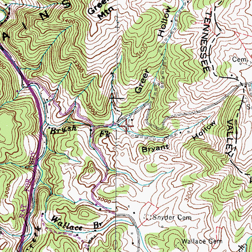 Topographic Map of Greer Hollow, TN