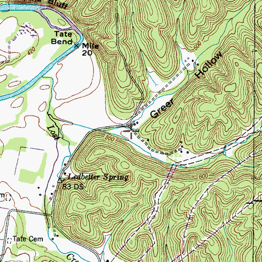 Topographic Map of Greer Hollow, TN