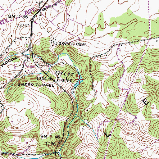 Topographic Map of Greer Lake, TN