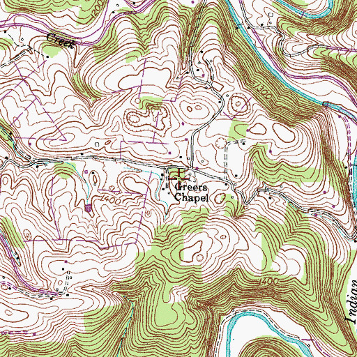 Topographic Map of Greers Chapel, TN