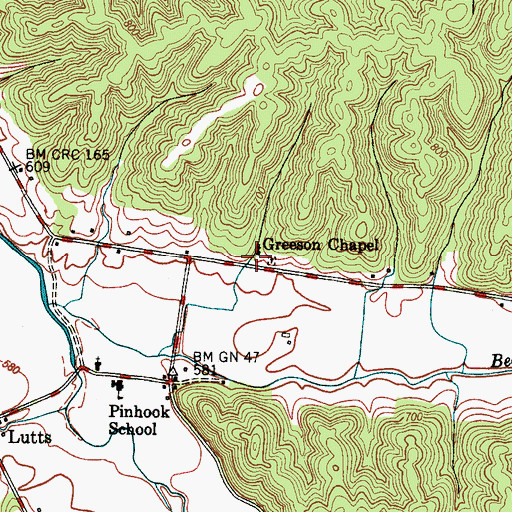 Topographic Map of Greeson Chapel, TN