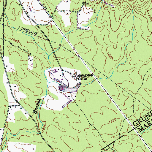 Topographic Map of Gregg Cemetery, TN
