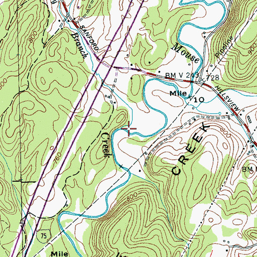 Topographic Map of Gregory Branch, TN