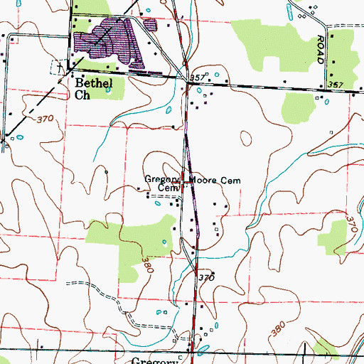 Topographic Map of Gregory Cemetery, TN