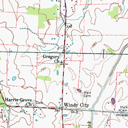 Topographic Map of Gregory Church, TN