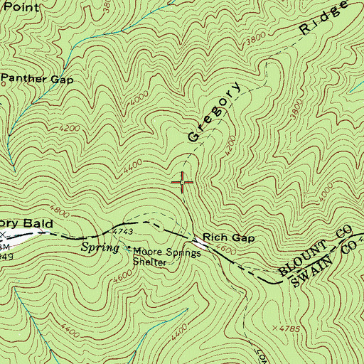 Topographic Map of Gregory Ridge, TN