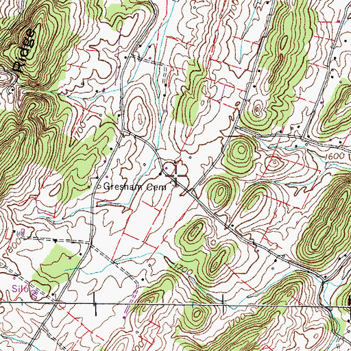 Topographic Map of Gresham Cemetery, TN