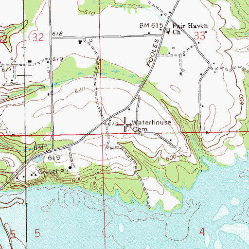 Topographic Map of Waterhouse Cemetery, AL
