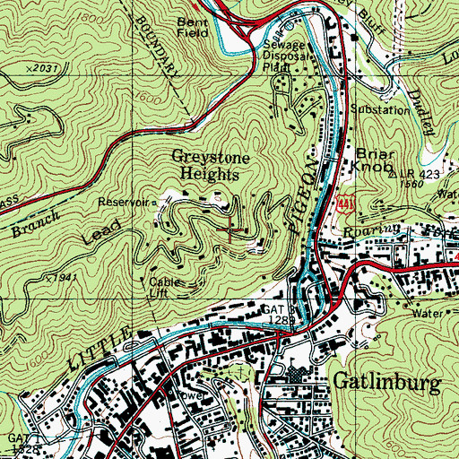 Topographic Map of Greystone Heights, TN