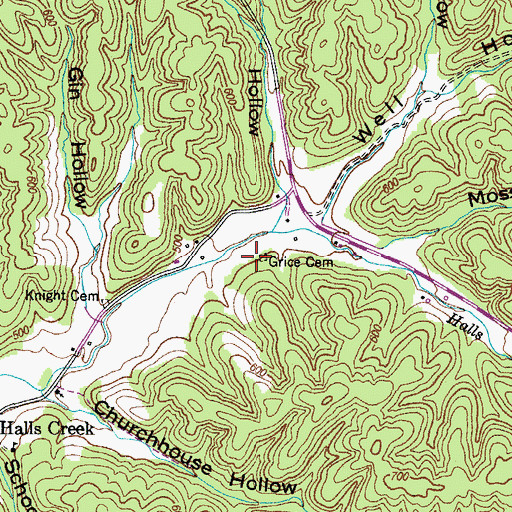 Topographic Map of Grice Cemetery, TN
