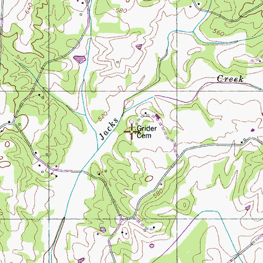 Topographic Map of Grider Cemetery, TN