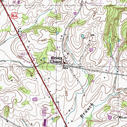 Topographic Map of Griers Chapel, TN