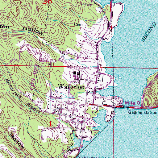 Topographic Map of Waterloo, AL