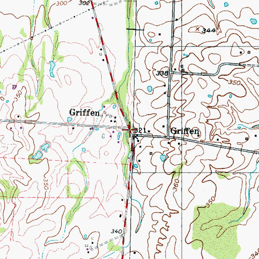 Topographic Map of Griffen, TN