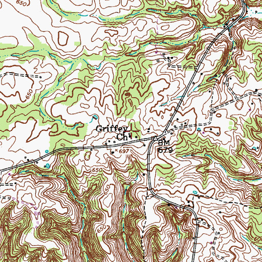 Topographic Map of Griffey Church, TN