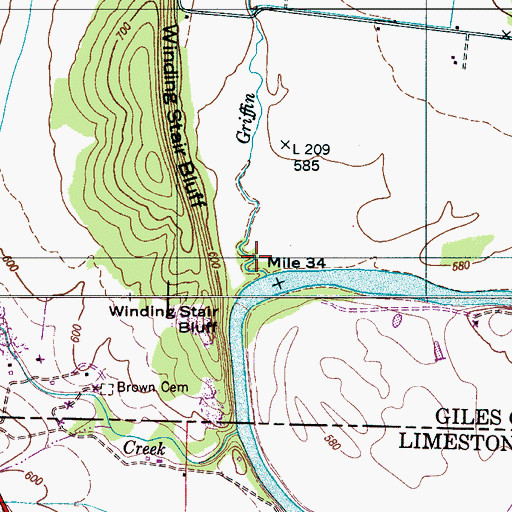 Topographic Map of Griffin Branch, TN