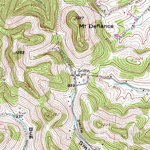 Topographic Map of Griffin Cemetery, TN
